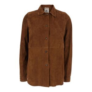 Semicouture Women Brown Shirt With Classic Collar In Suede Woman
